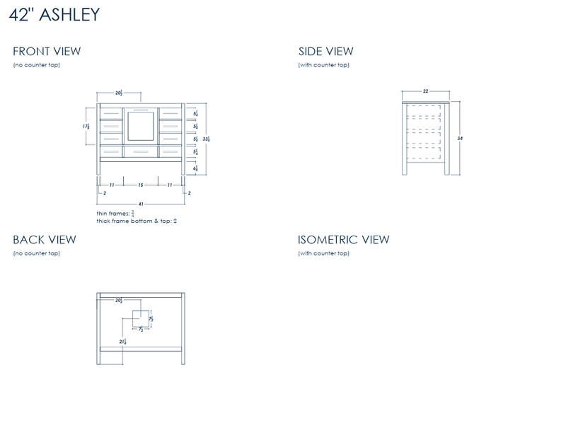 Ashley 42" Blue Bathroom Cabinet