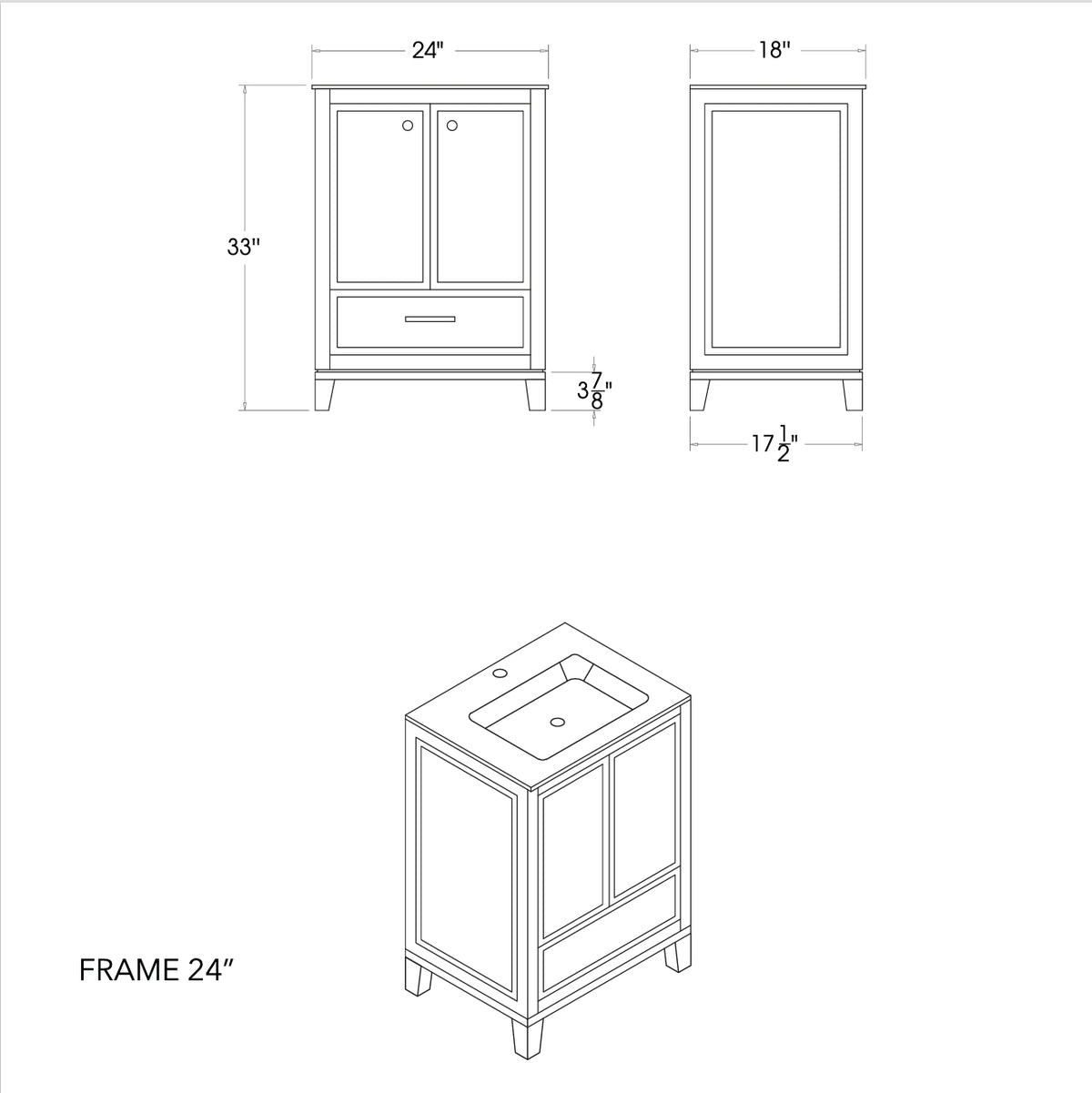 Frame 24" White Bathroom Cabinet