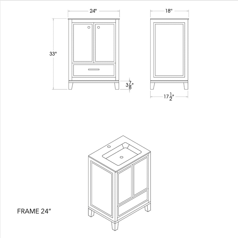 Frame 24" White Bathroom Cabinet