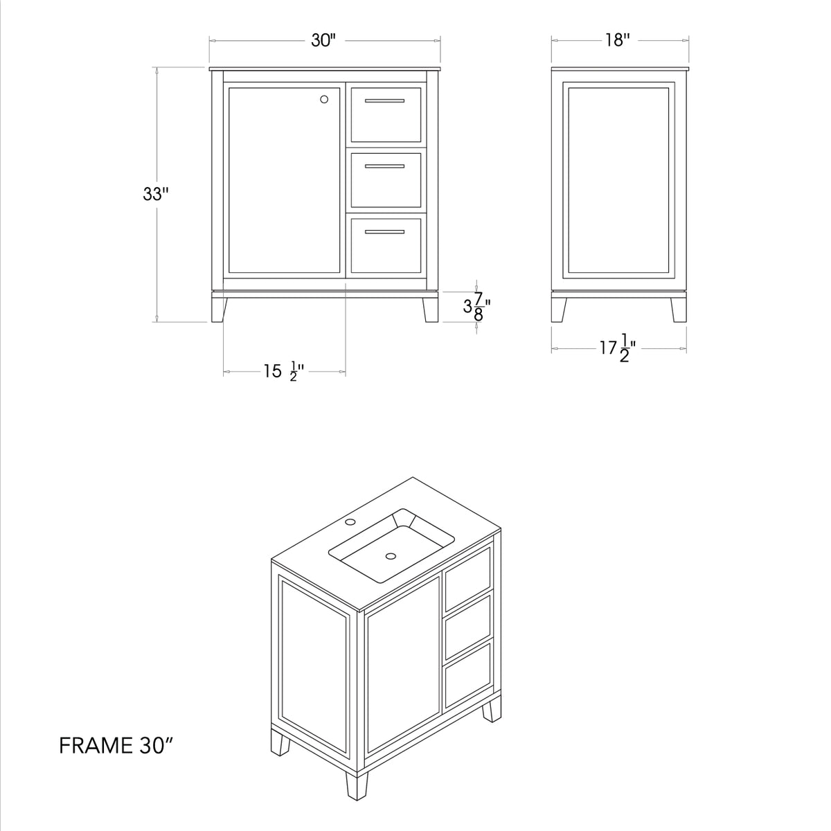 Frame 30" White Bathroom Cabinet