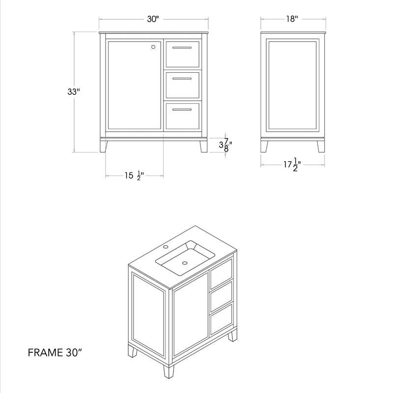 Frame 30" White Bathroom Cabinet