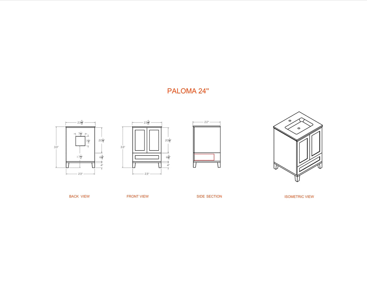 Paloma 24" Dark Gray Bathroom Cabinet