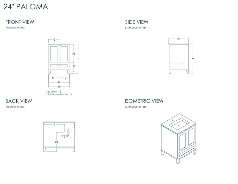 Paloma 24" White Bathroom Cabinet