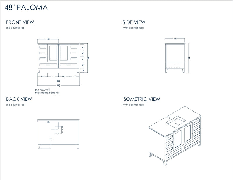 Paloma 48" Dark Gray Bathroom Cabinet