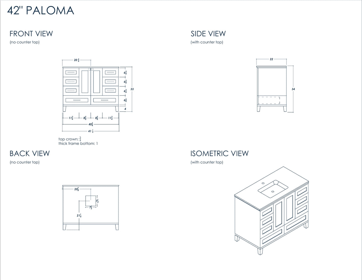 Paloma 42" White Bathroom Cabinet