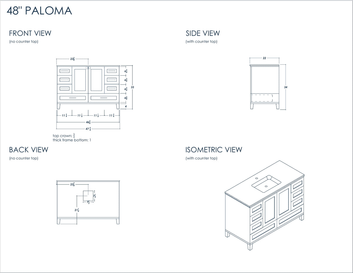 Paloma 48" White Bathroom Cabinet