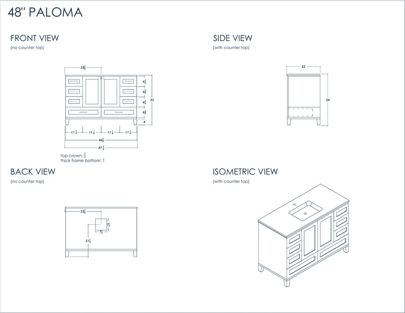 Paloma 48" White Bathroom Cabinet