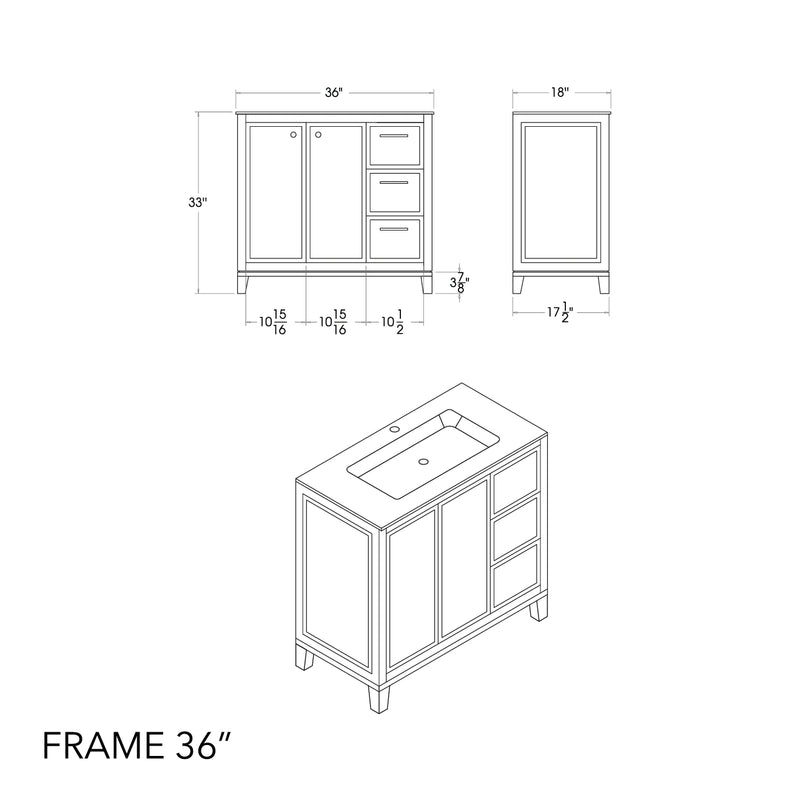 Frame 36" Dark Gray Bathroom Cabinet