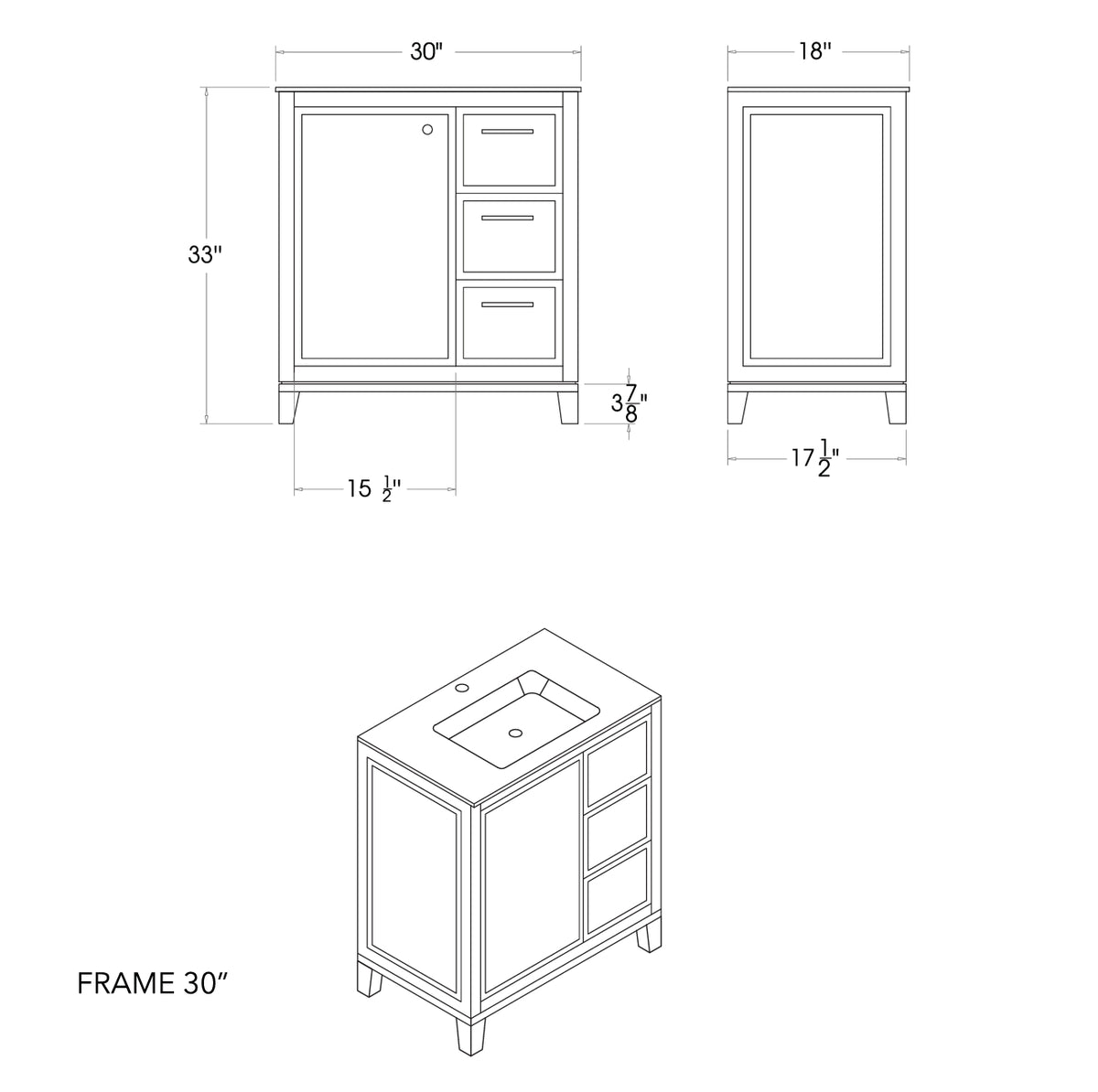 Frame 30" Dark Gray Bathroom Cabinet