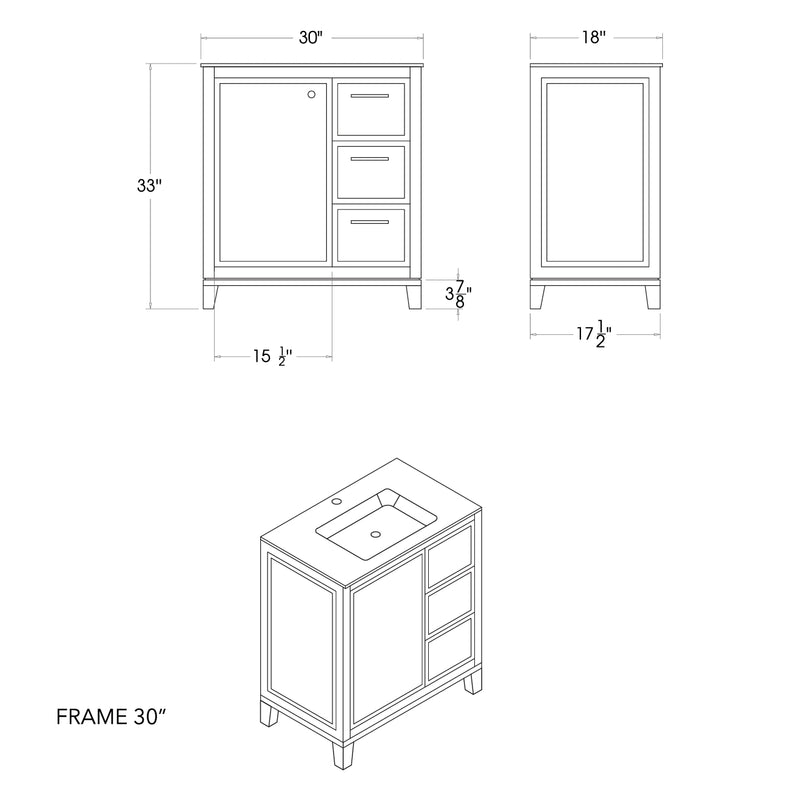 Frame 30" Dark Gray Bathroom Cabinet