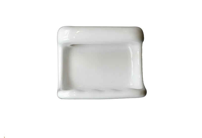 Tub Soap Dish with Rail - White 5" x 6" - Thinset Mount
