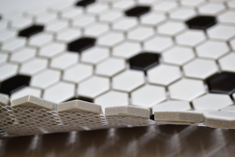 1"  Poka Dot Hex (white & black)