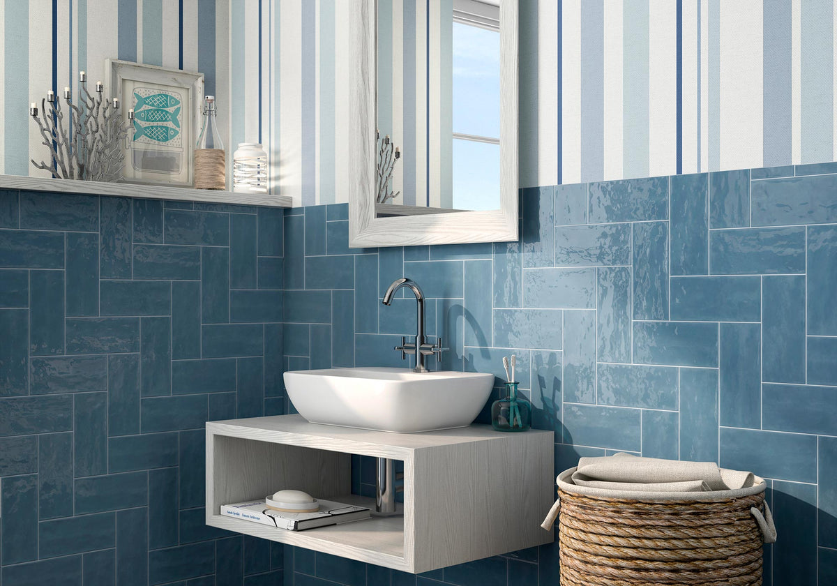 Chantilly Maiolica Blue Steel 4" x 10"