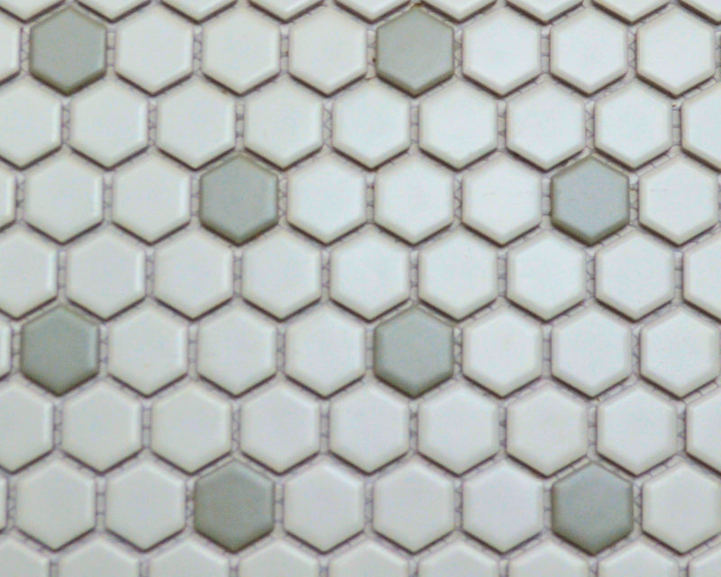 1" Poka Dot Hex (white & gray)