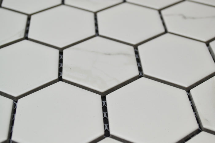 2" White Porcelain Marble Hex