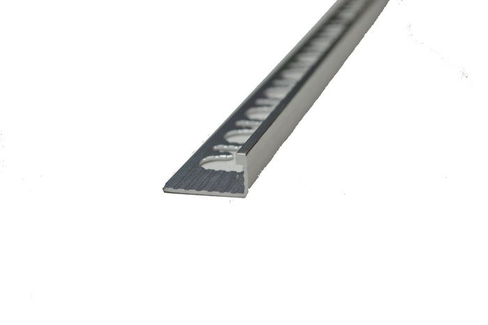 3/8" x 8' 10" Metal Trim L Shape Chrome Brushed (10mm)